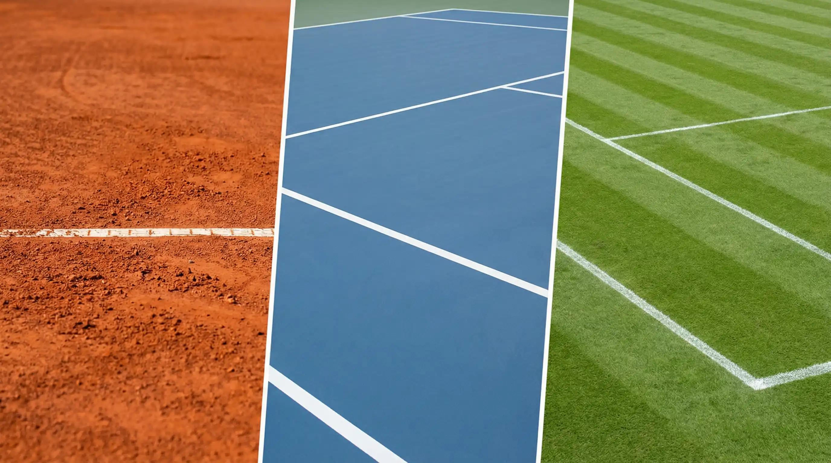 Tre superfici da tennis a confronto: terra battuta, cemento ed erba